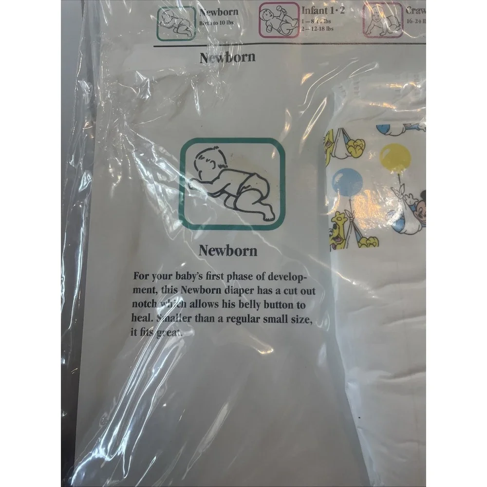 Vintage Pampers Diaper Pamper Phases Newborn Mickey Diaper